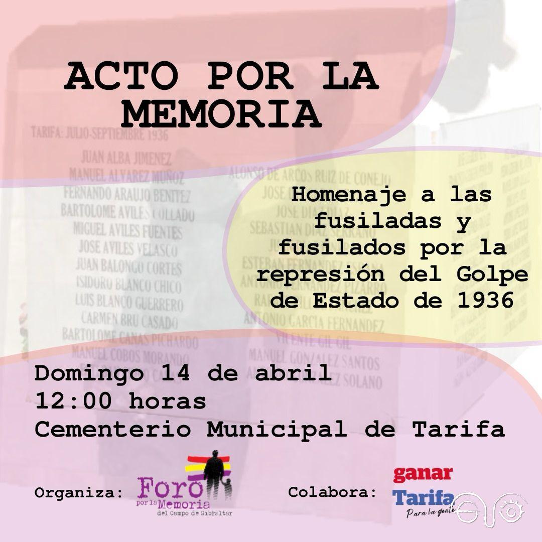 Cartel del acto por la memoria en Tarifa.