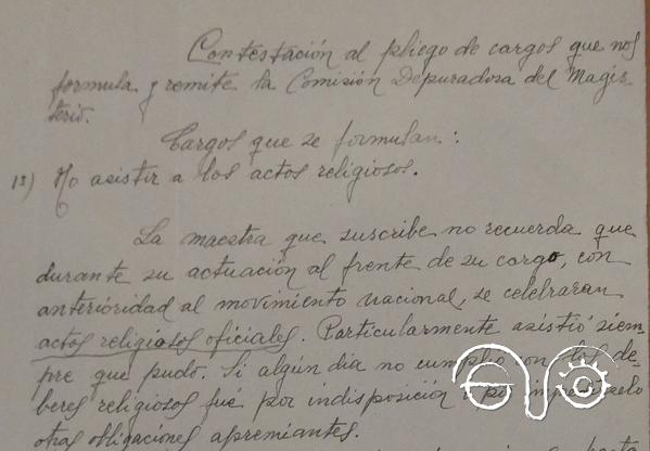 Pliego de descargo de la maestra Lucía Romero Armas, 25/5/1937 (AGA).