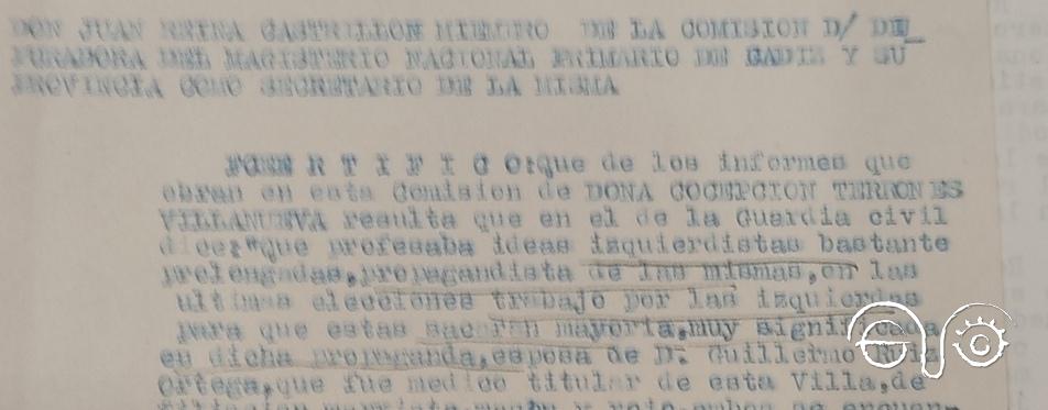 Primer párrafo del certificado de la Comisión Depuradora, 22/7/1937 (AGA).