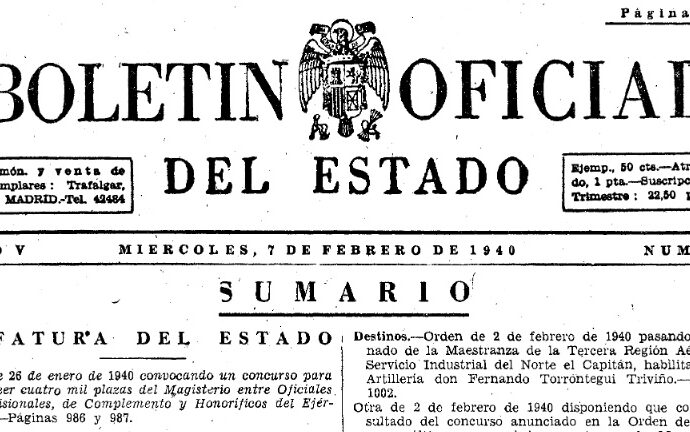 BOE, 7 de febrero de 1940.