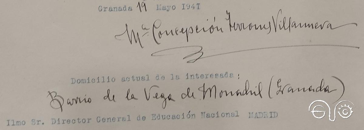 Firma de una instancia de Concepción Terrones, 19/5/1941 (AGA).