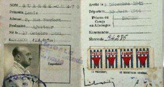Carnet de Luis Suárez Cueto como deportado en Dachau.