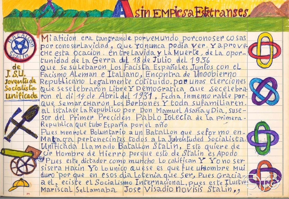 Una de las páginas manuscritas e ilustradas del libro.