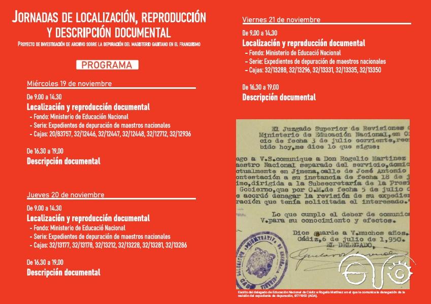 Programa de las Jornadas de investigación de archivo.