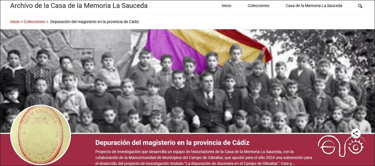 Portada de la base de datos sobre la depuración del magisterio.