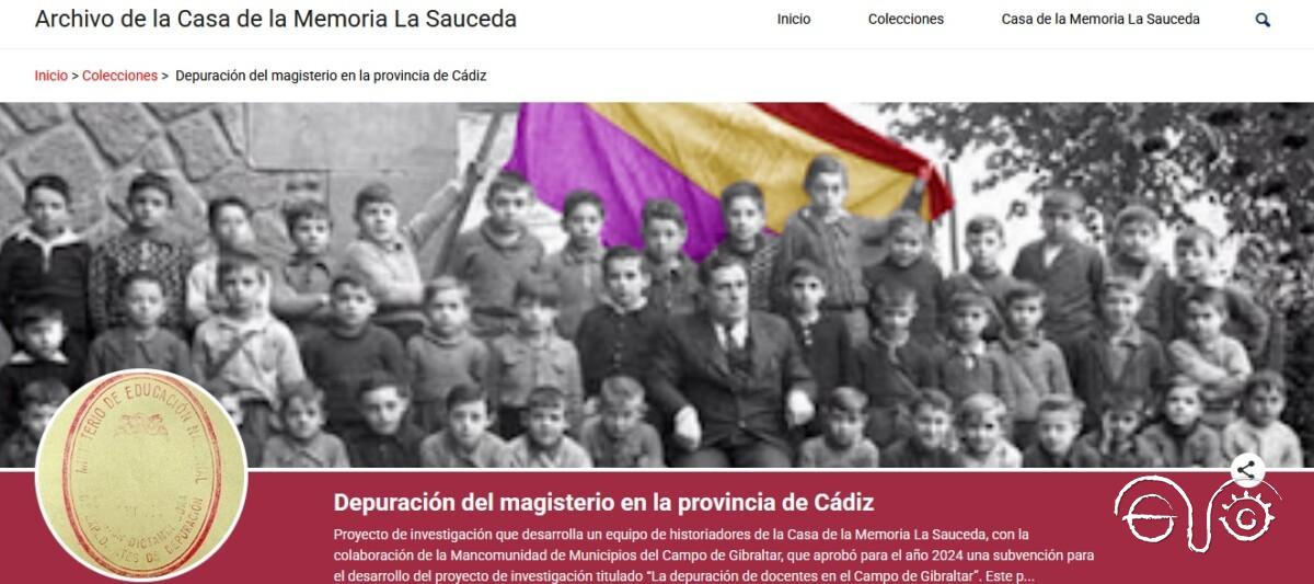 Portada de la base de datos sobre la depuración del magisterio.