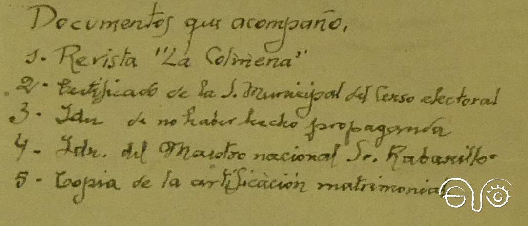 Listado de documentos que Garrido dice acompañar a su pliego de descargo. En el expediente sólo se han localizado el nº 2 y el nº 4.