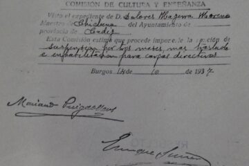 Documento donde se recoge la sanción que se le impone a Mª Dolores Mazorra.